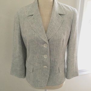 Talbots Grey Italian Linen Blazer 3/4 Sleeve Size 4